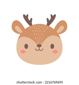 deer vector. cute animal face design for kids