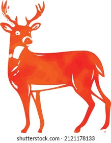deer vector drawn with watercolors
