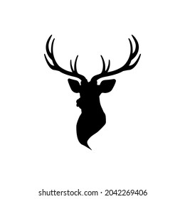 Icono vectorial de ciervo. Signo de ilustración de Elk. símbolo de cuernos. logotipo de caza.