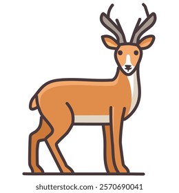 Deer vector icon. Flat illustration of brown stag vector icon for web design