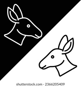 Deer Vector Icon, Lineal style icon, from Animal Head icons collection, isolated on Black and white Background.