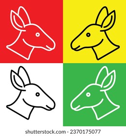 Deer Vector Icon, Lineal style icon, from Animal Head icons collection, isolated on Red, Yellow, White and Green Background.