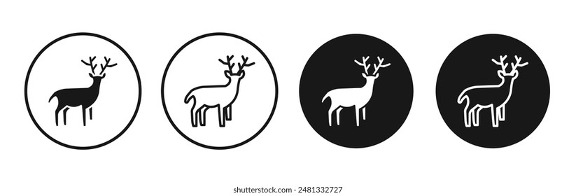 Deer vector icon set black filled and outlined style.
