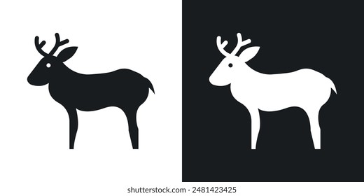 Deer vector icon set in black color.