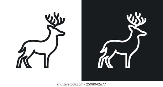 Deer vector icon set in black and white color.