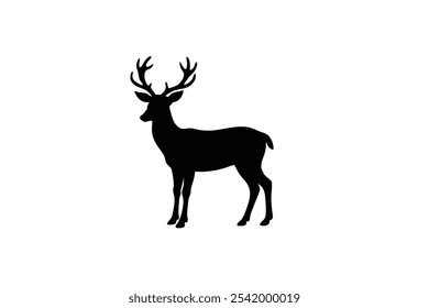 Deer vector icon. deer silhouette vector illustration with a white background. deer silhouette with horn.