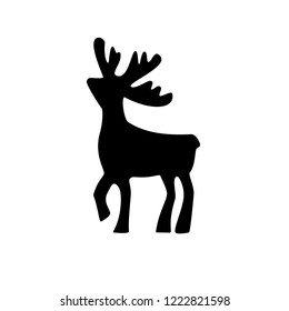 deer vector illustration. Deer black silhouette icon isolated on white background.