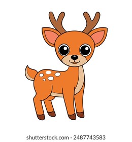 Deer Vector Illustration. Cartoon Clipart and Line Art Design. Deer vector illustration: cartoon, clipart, and line art design for digital products