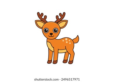Deer Vector Illustration, Cartoon Clipart, Line Art Design for Printables