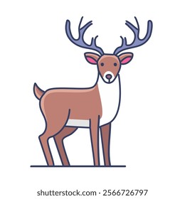 Deer vector illustration. Cartoon reindeer with big antlers.