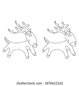 Venado. Ilustración vectorial de un ciervo de Navidad. Venado dibujado a mano.