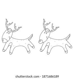 Deer. Vector illustration of a Christmas deer. Hand drawn deer.