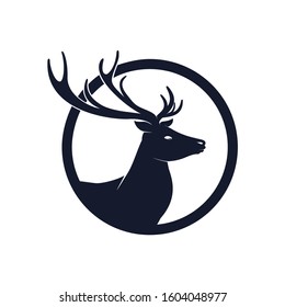 deer vector illustration. Circle logo