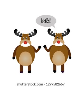 Deer vector illustration. Colorful animal deer.Two deers smiling. Deer say hello!