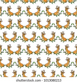 Deer vector illustration. Doodle style. Design, print, logo, decor, textile, paper.