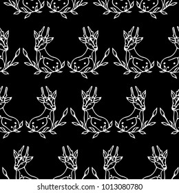 Deer vector illustration. Doodle style. Design, print, logo, decor, textile, paper.