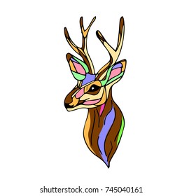 Deer vector illustration. Doodle style. Design, print, logo, decor, textile, paper.