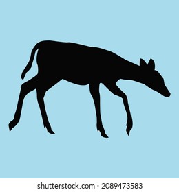 deer vector illustration ,Hand drawn silhouette of head of reindeer. Vector illustration.