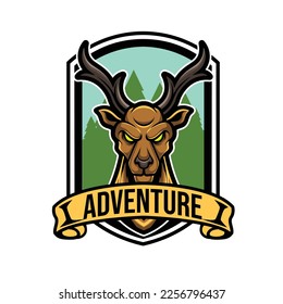 Deer vector illustration with hunter badge logo