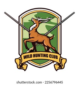 Deer vector illustration with hunter badge logo