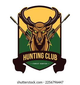 Deer vector illustration with hunter badge logo