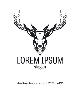 Deer vector illustration logo design. Wild animal