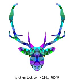 Hirsche Vektorgrafik mit Low-Poly-Design auf weißem Hintergrund.