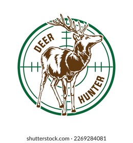 Ilustración vectorial de ciervos, perfecta para el diseño de camisetas y el logotipo del club de caza