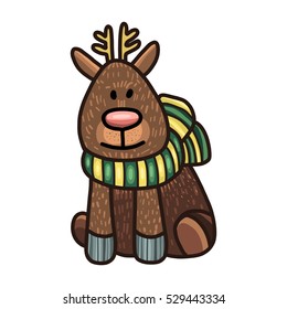 deer, vector illustration, scarf