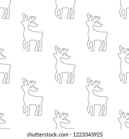 deer vector illustration. Deer silhouette icon on white background. Seamless christmas pattern.