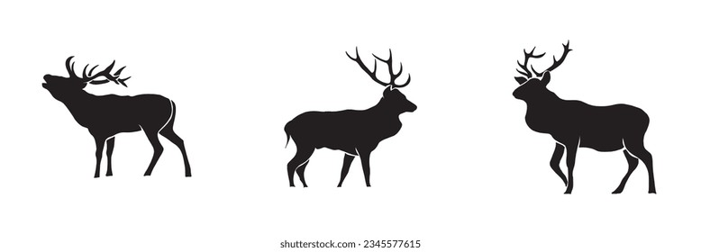 deer vector illustration.
Deer Silhouette on White Background.
Deer silhouette in the wild.
Deer silhouette.