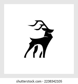 deer vector illustration.Beautiful noble proud sika deer are ruminant mammal in family Cervidae. Side view. Dark ink hand drawn picture sketchy in art retro style pen on paper with space for text