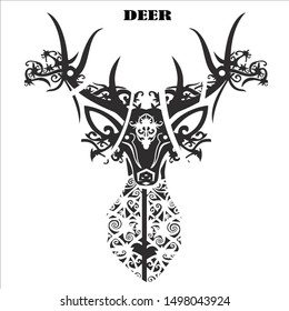 ( DEER )vector line art  ornamental from kalimantan / borneo