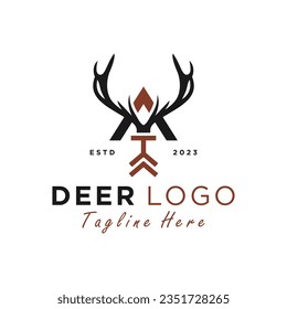 deer vector logo design with letter A