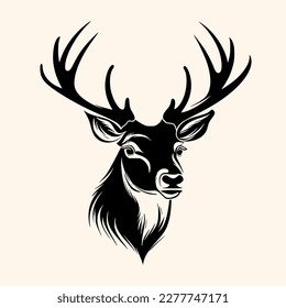 Deer vector for logo or icon, drawing Elegant minimalist style,abstract style Illustration