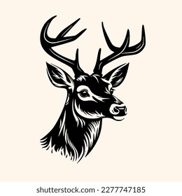 Deer vector for logo or icon, drawing Elegant minimalist style,abstract style Illustration