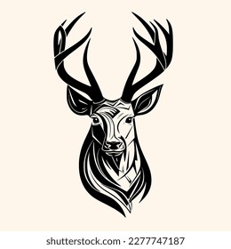 Deer vector for logo or icon, drawing Elegant minimalist style,abstract style Illustration