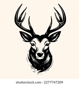 Deer vector for logo or icon, drawing Elegant minimalist style,abstract style Illustration