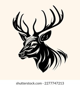 Deer vector for logo or icon, drawing Elegant minimalist style,abstract style Illustration