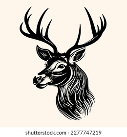 Deer vector for logo or icon, drawing Elegant minimalist style,abstract style Illustration
