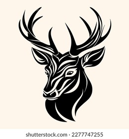 Hirschvektor für Logo oder Symbol, Zeichnung Eleganter minimalistischer Stil, abstrakte Illustration