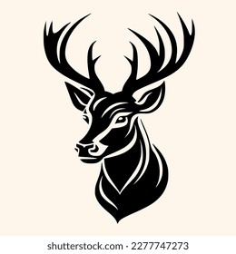 Deer vector for logo or icon, drawing Elegant minimalist style,abstract style Illustration