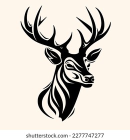 Deer vector for logo or icon, drawing Elegant minimalist style,abstract style Illustration