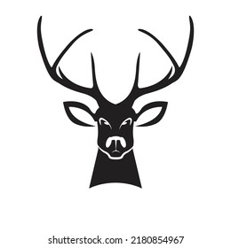 Deer vector logo - vector symbol of safari deer with horns