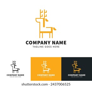 Deer vector logo template and animal icon design