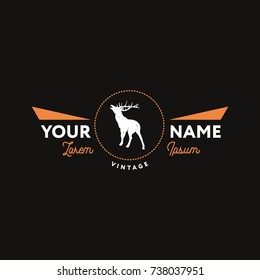 Deer Vector Logotype Vintage Icon Graphic Symbol Retro Style
