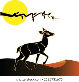 The deer vector with nature and desert