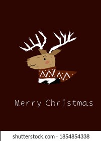 Deer. Vector New Year's illustration with a deer. can be used for Christmas cards, posters, stickers.