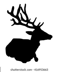 Deer vector silhouette illustration, isolated on white background.