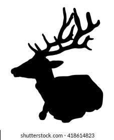 Deer vector silhouette illustration, isolated on white background. Hunting trophies at gunpoint, like a target.